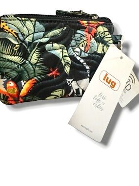 Lug Metro Wildlife Black Quilted Wallet with Keychain NWT $33 MSRP